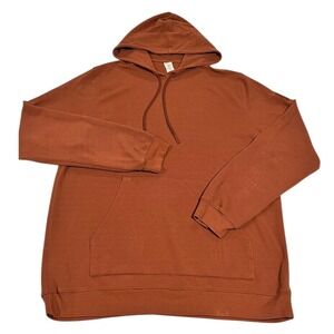 Alo Yoga Men's Large Burnt Orange Waffle Knit Hoodie Casual Athleisure